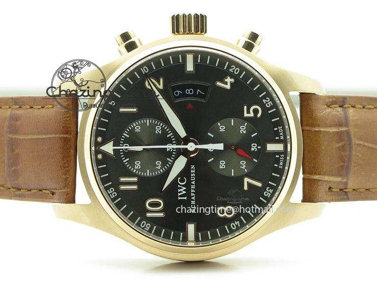 MIROTIME 0520 Youthful Pilot Chrono RG 3878 Gray Dial on Light Brown Leather Strap A 7394